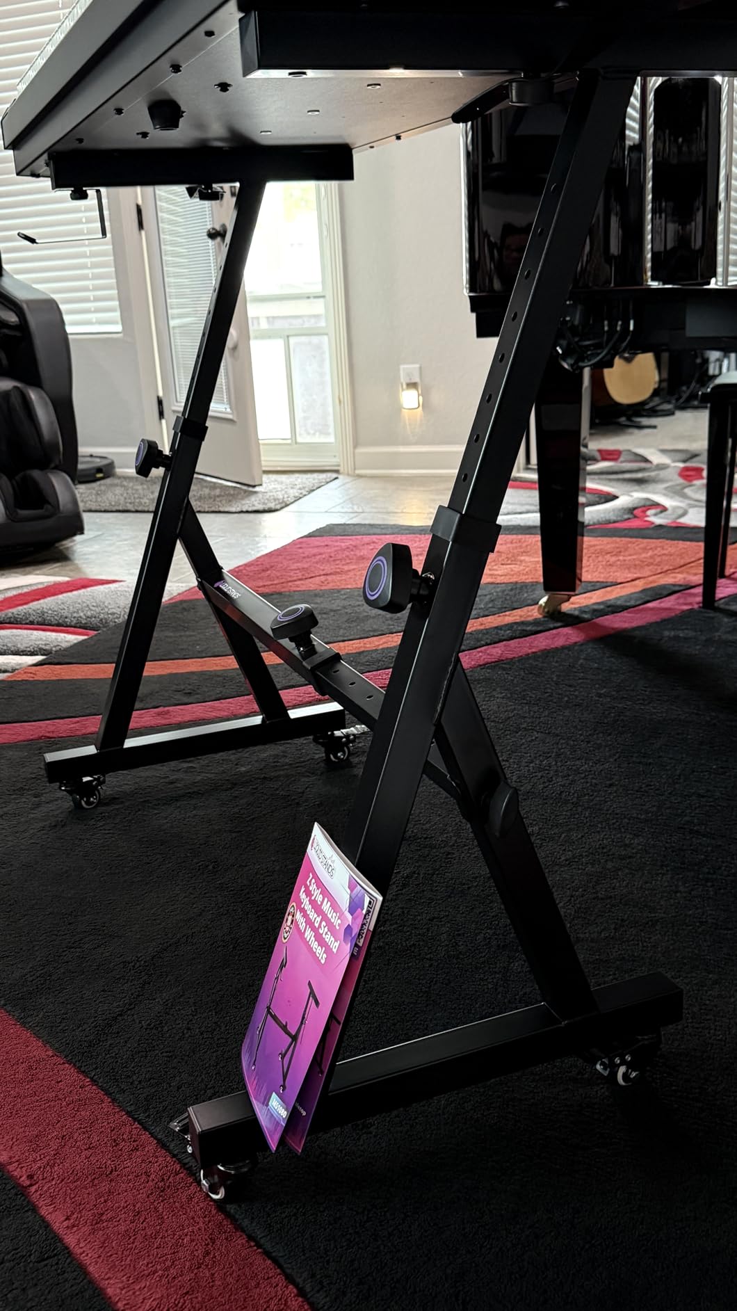Liquid Stands Keyboard Stand w/ Wheels - Black Z Style Adjustable & Portable Professional Heavy Duty Digital Piano Stand - Fits 54-88 Key Electric Pianos - Sturdy Rolling Musical Keyboard Stand customer photo 2