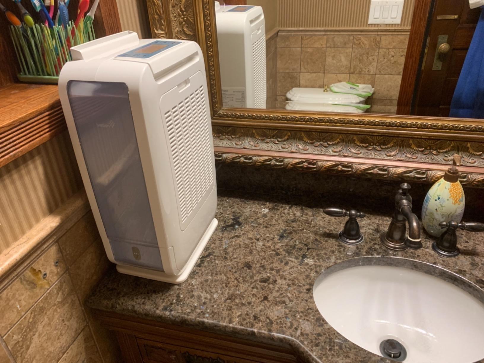 Ivation 13-Pint Small-Area Desiccant Dehumidifier Compact and Quiet - With Continuous Drain Hose for Smaller Spaces, Bathroom, Attic, Crawlspace and Closets - For Spaces Up To 270 Sq Ft, White customer photo 2