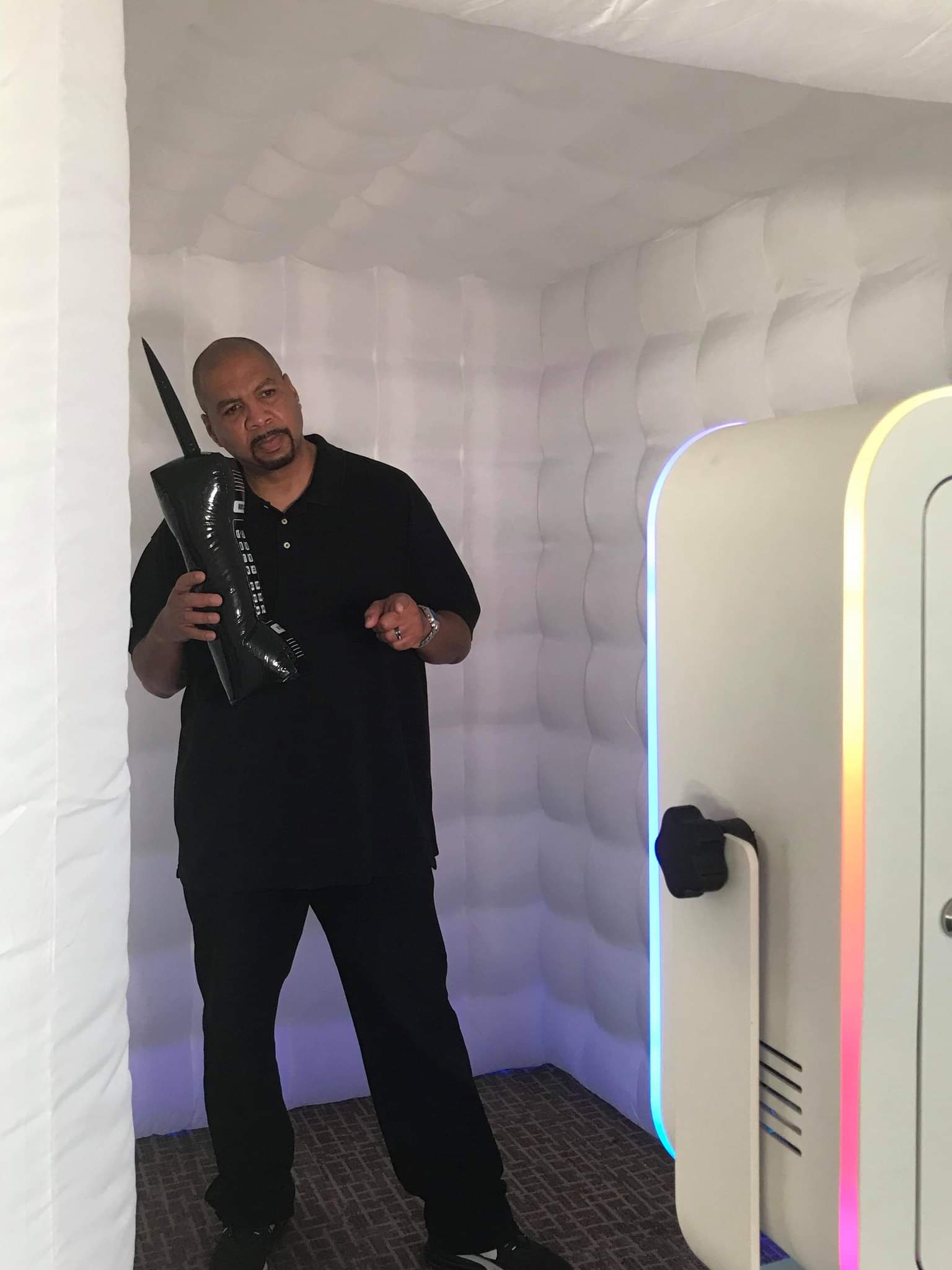 SAYOK Inflatable Photo Booth Enclosure Inflatable Booth 360 Photo Booth Backdrop 8.2x8.2ft Portable 16 Colors Led Dimmable Shooting Photobooth Tent Kit for Advertising, Bars, Shopping Malls, Events customer photo 2