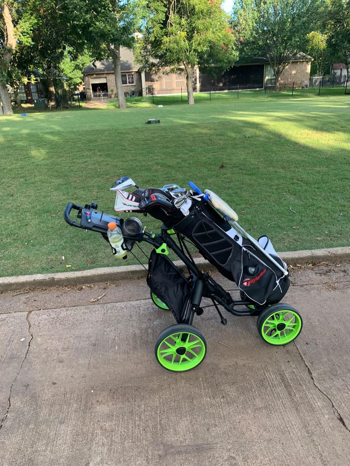 CaddyTek 4 Wheel Golf Push Cart - Caddycruiser One Version 8 1-Click Folding Trolley - Lightweight, Compact Pull Caddy Cart, Easy to Open customer photo 1