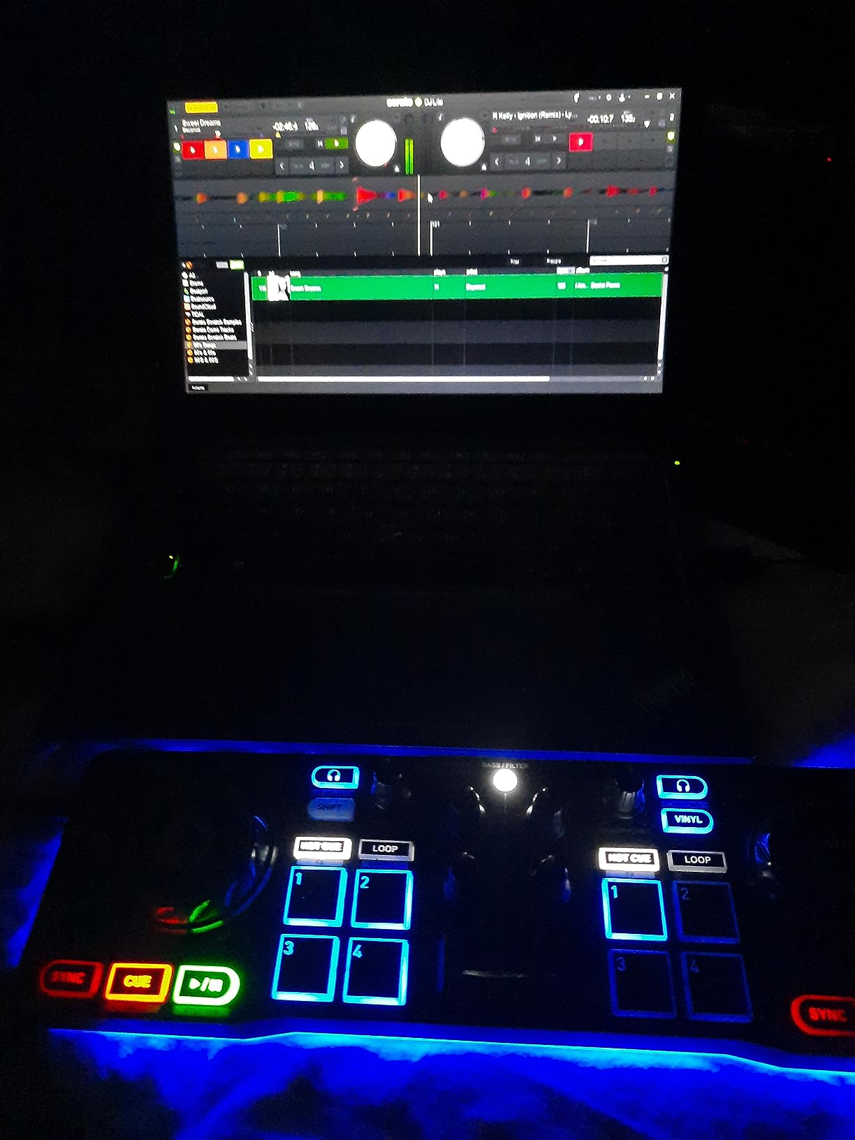 Hercules DJControl Starlight - Compact DJ Controller with Light Show | Ultra-compact 2-channel DJ controller with Serato DJ Lite, touch-sensitive jog wheels, RGB lighting, and built-in audio customer photo 1