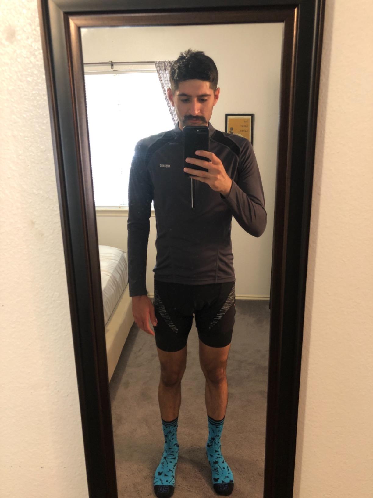 ARSUXEO Men's Half Zipper Cycling Jerseys Long Sleeves Mountain Bike Shirts 6031 customer photo 2