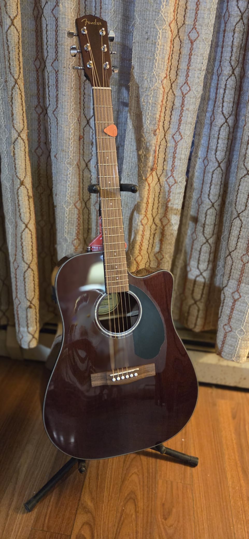 Fender CD-60SCE All-Mahogany Dreadnought Cutaway Acoustic Electric Guitar, Natural customer photo 2