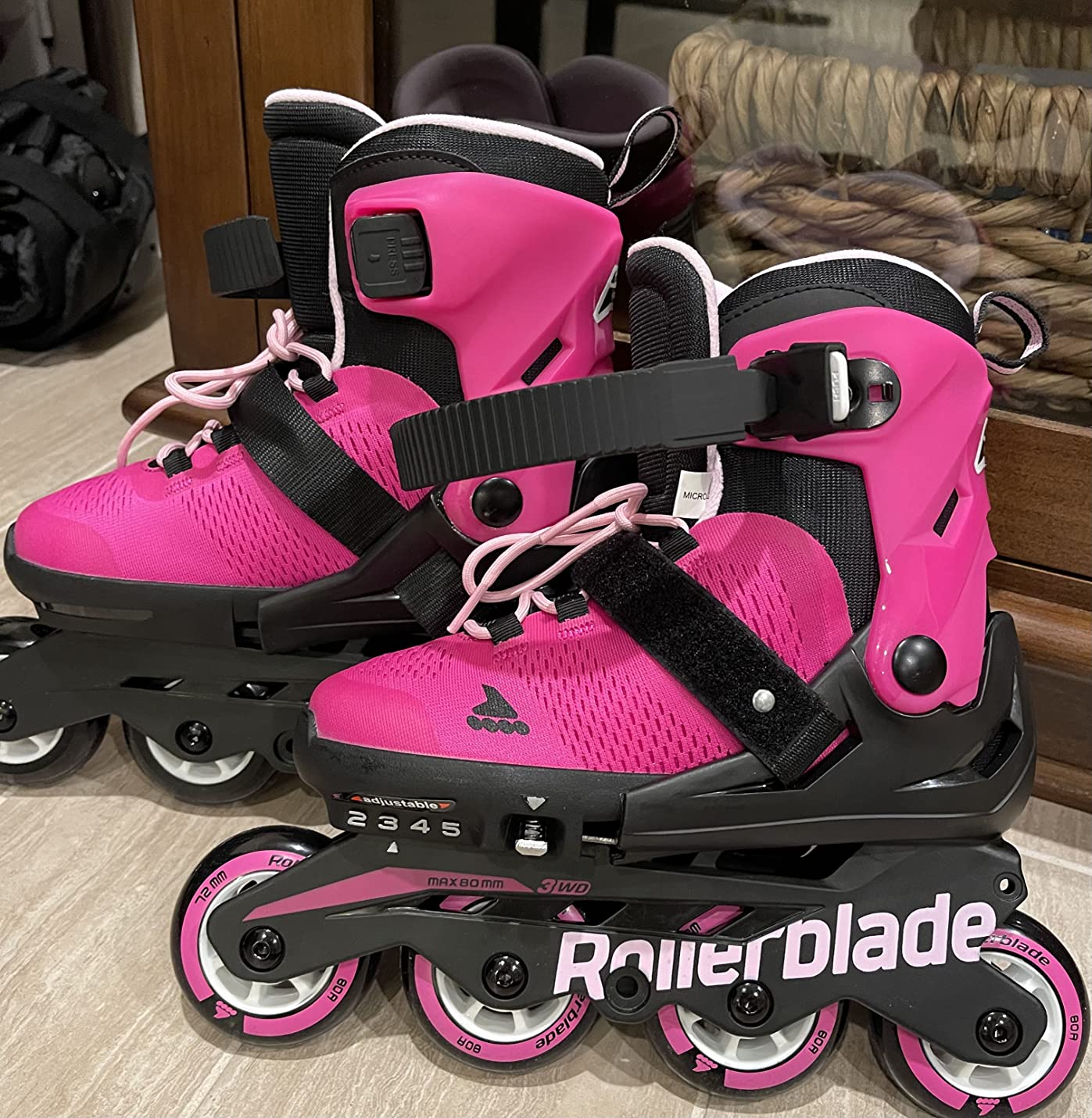 Rollerblade Microblade Girl's Adjustable Fitness Inline Skate, Pink and Bubble Gum, Junior, Youth Performance Inline Skates customer photo 1