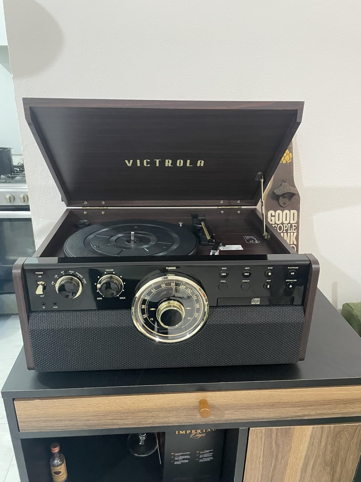 Victrola Empire - Wood 6-in-1 Bluetooth Record Player - Espresso customer photo 2