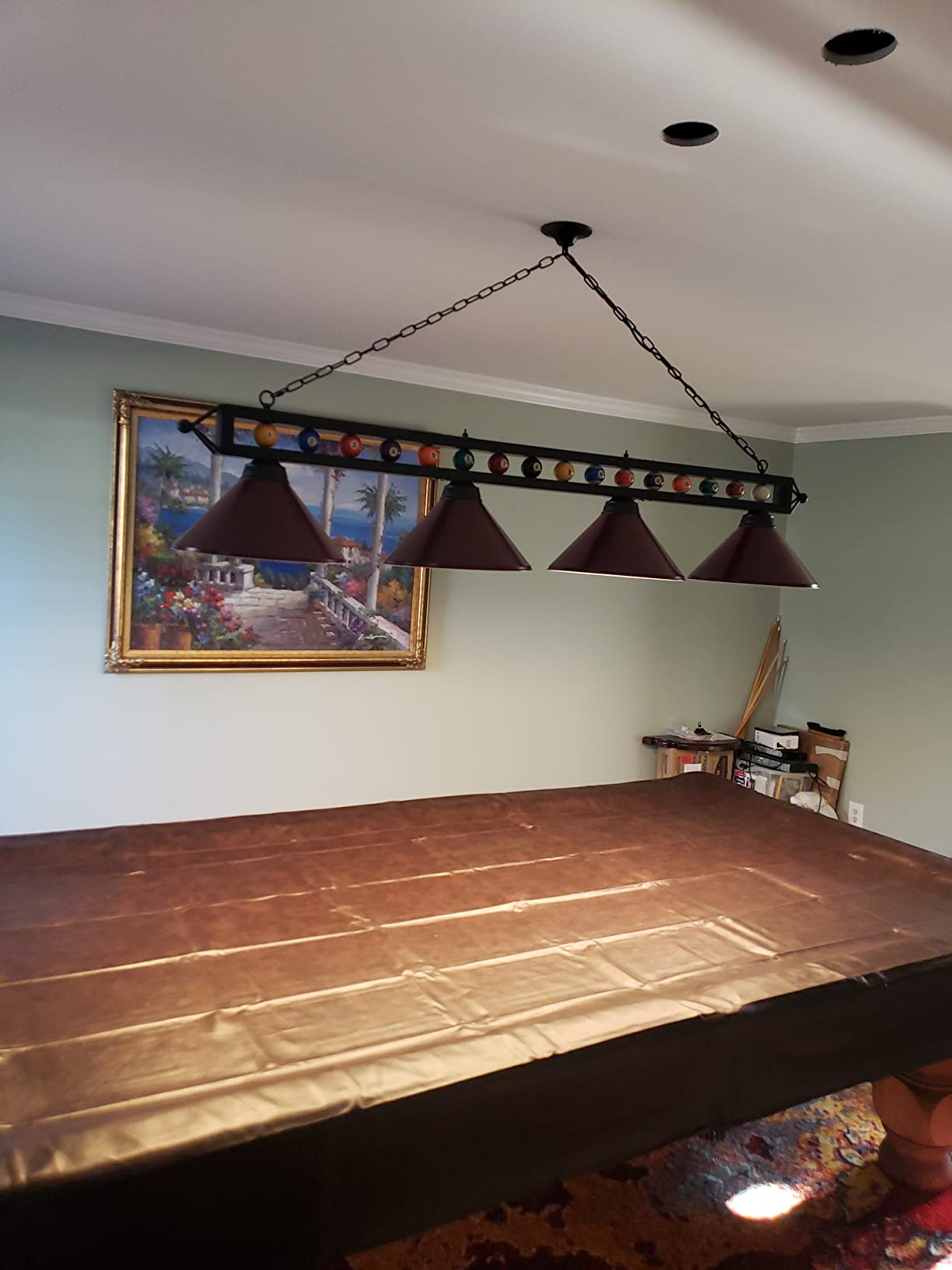 Wellmet Pool Table Light Over Table, 70inch Billiard Lighting Fixture | 4 Lights Industrial Hanging Pendant Light Chandelier for Game Room, Kitchen, Dining Room customer photo 1