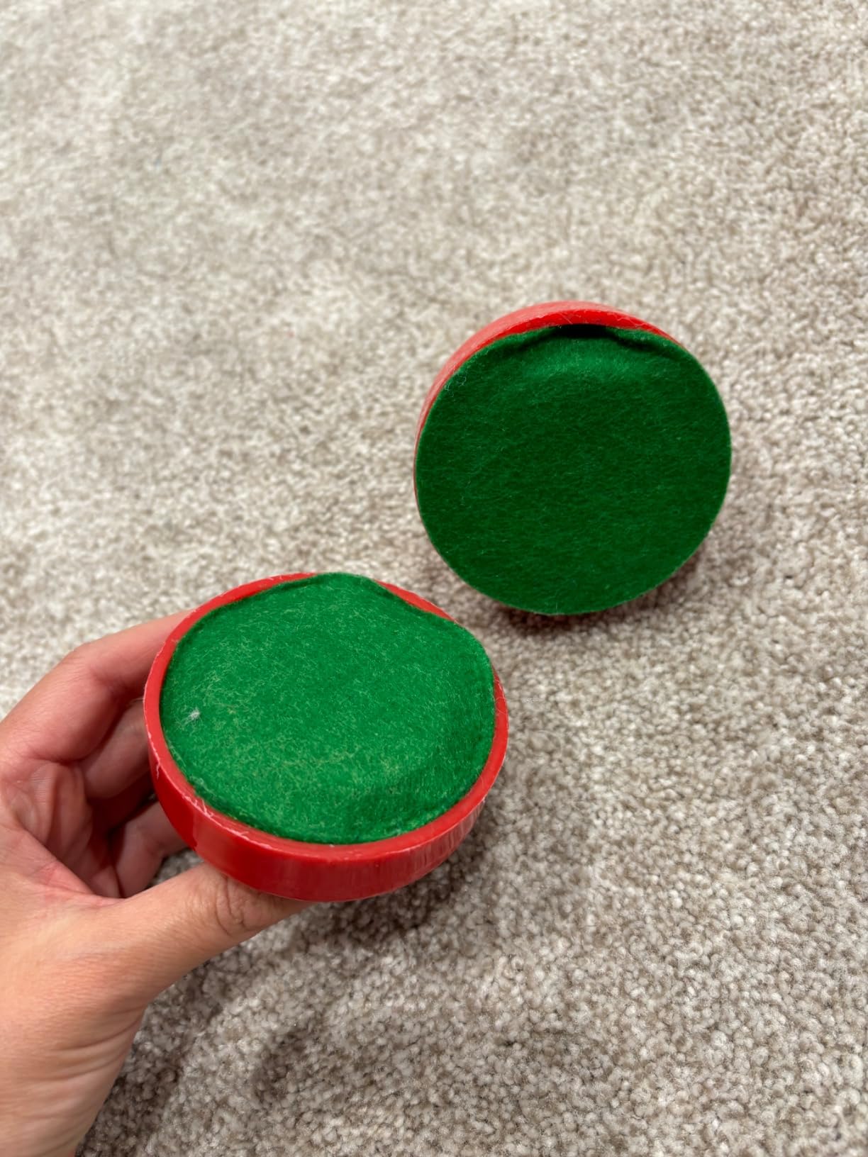 Mini Air Hockey Pucks and Paddles - Replacement Set Value Pack - Set of Two Red Air Hockey Pushers and Four 2 Inch Red Pucks I Epic Gifts customer photo 1
