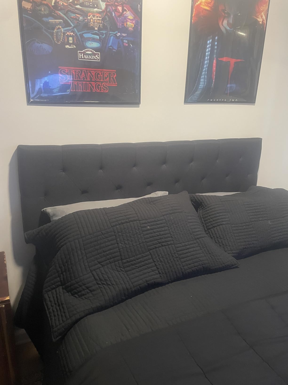 Lucid Mid-Rise Upholstered Headboard - Diamond Tufted - Padded Polyester - Adjustable Height from 34” to 46” - Easy Assembly - Bed Frame or Wall Mount - Sturdy - Charcoal - King / Cal King Size customer photo 1