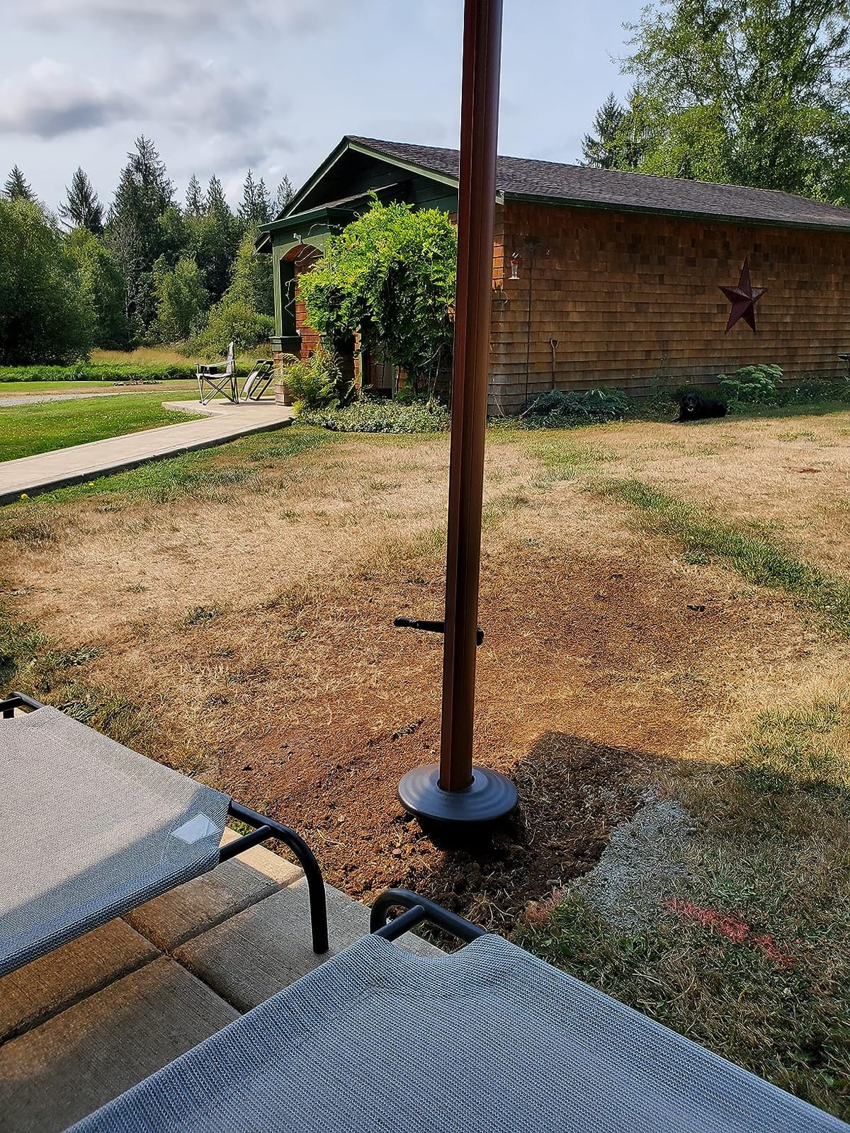 PURPLE LEAF Cantilever Umbrella 10ft Double Top Wood-Grain Finish, Cream customer photo 1
