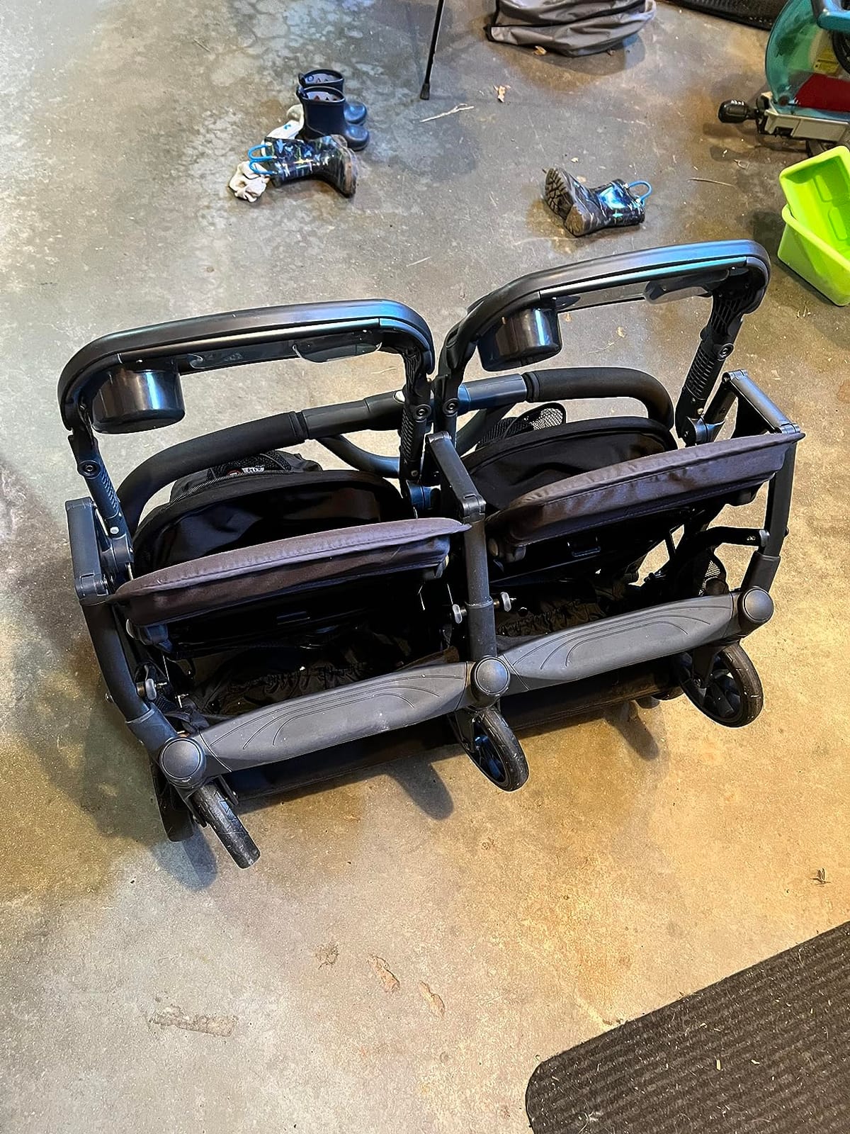Joovy Kooper X2 Side-by-Side Double Stroller Featuring Dual Snack Trays, One-Handed Fold, Multi-Position Reclining Seats, Adjustable Leg Rests, and 2 Zippered Pockets for Storage, Forged Iron customer photo 1