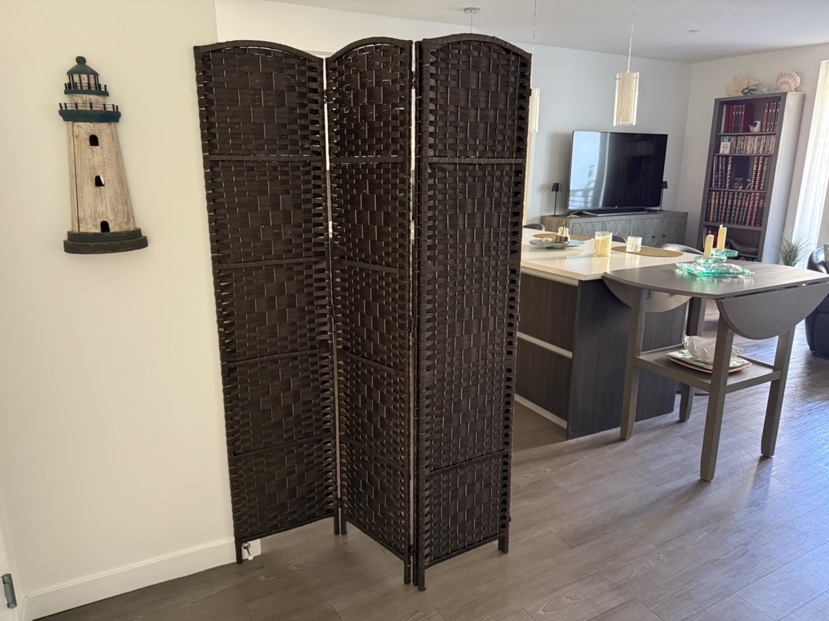 RHF Room Divider Panel, 4 Panel Partition Room Dividers Screen, Dark Mocha | 16in Privacy Screen Panel, 6ft Tall Temporary Wall Divider, Room Separation, Foldable Partition, Room Dividers, Space Separator customer photo 1