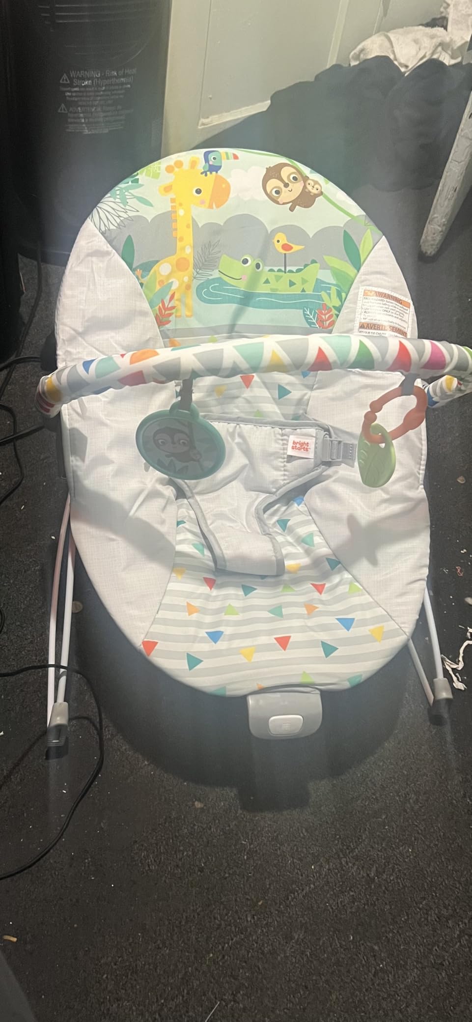 Bright Starts Baby Bouncer Soothing Vibrations Infant Seat - Removable Toy Bar, Nonslip Feet, 0-6 Months Up to 20 lbs (Safari Fun) customer photo 1