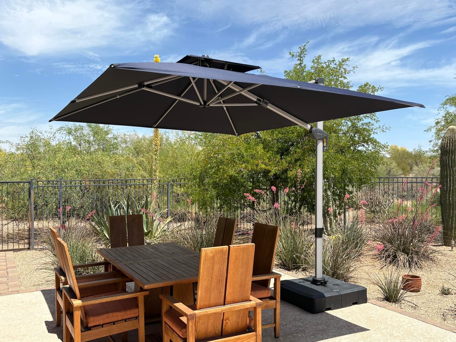 PURPLE LEAF Patio Cantilever Umbrella 9' X 12' Large Double Top, Navy Blue customer photo 1