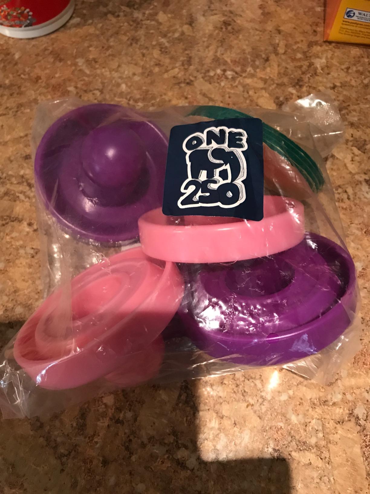 ONE250 Air Hockey Pushers and Red Air Hockey Pucks, Goal Handles Paddles Replacement Accessories for Game Tables (4 Striker, 4 Puck Pack) customer photo 1