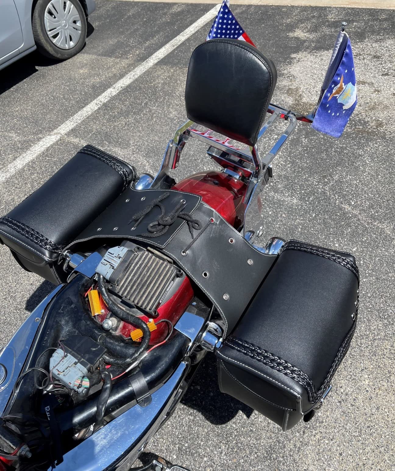 KEMIMOTO Motorcycle Saddlebags Upgraded Bottom Anti-scalding 30L (15Lx2) | Luggage Bag Large Capacity PU Leather Side Bags Compatible with Sportster Softail Dyna V-star Shadow customer photo 1