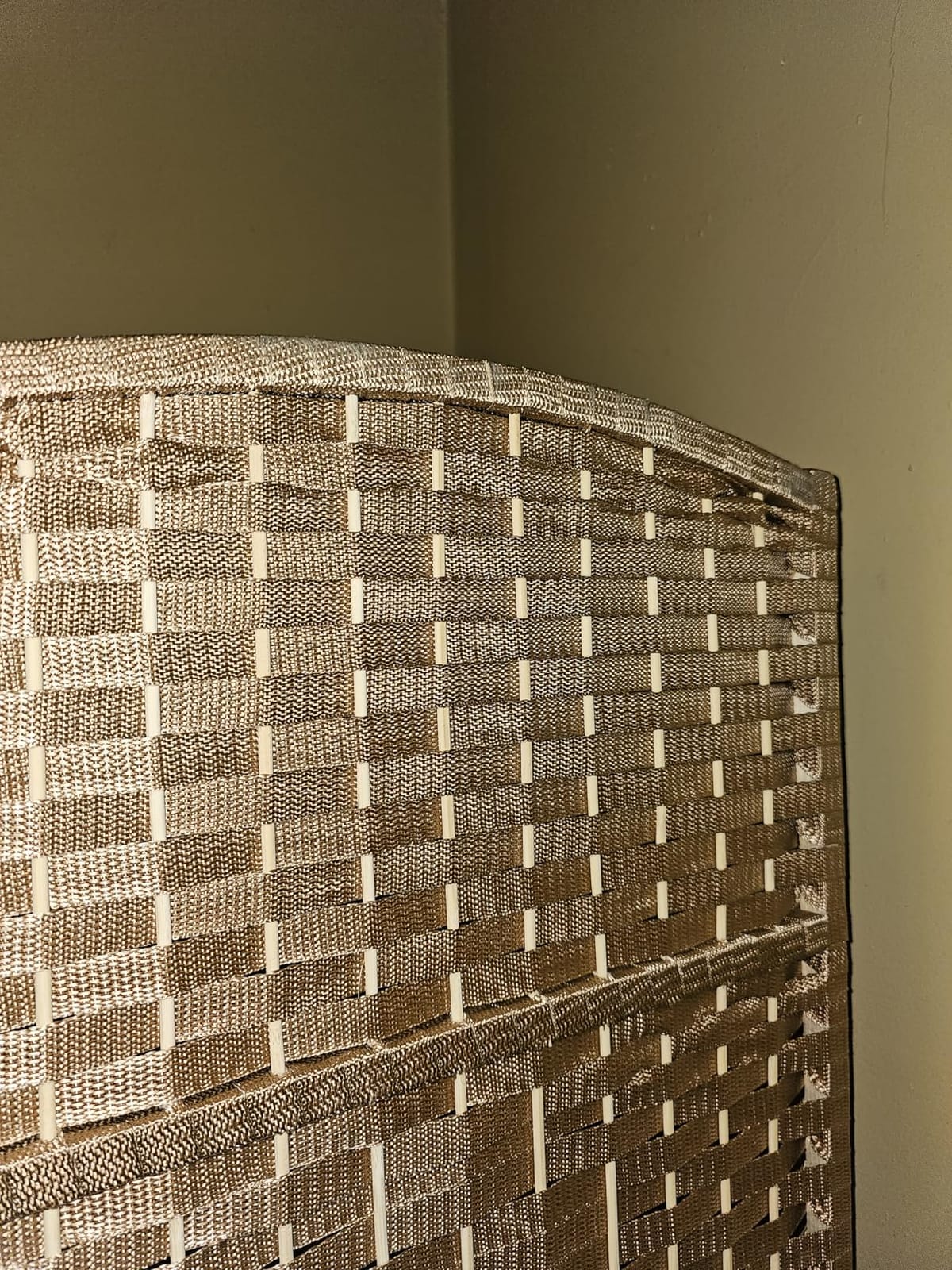 6 Panel Folding Room Divider,Woven Privacy Screen,Light Beige | Solid wood frame, handcrafted diamond pattern, 6FT tall, extends to 94.5 inches wide, no assembly required customer photo 2