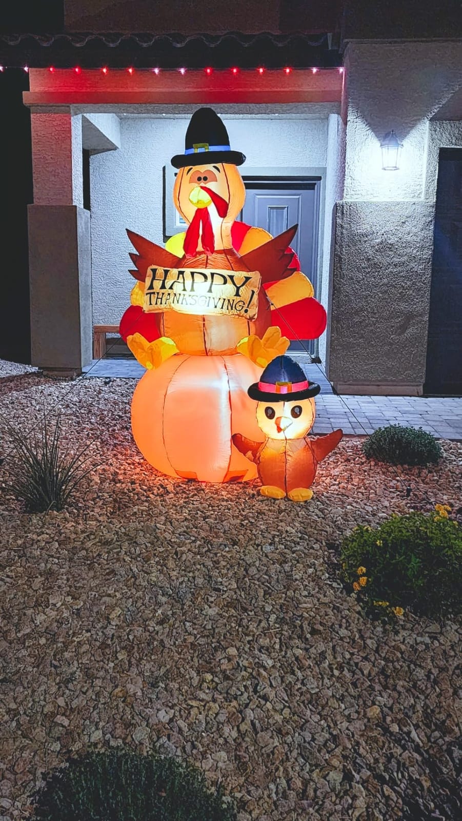 GOOSH 6 FT Thanksgiving Inflatables Turkey Outdoor Decorations Blow Up Yard Turkey on Pumpkin with Turkey Baby with Built-in LEDs for Indoor Party Garden Lawn Decor customer photo 2