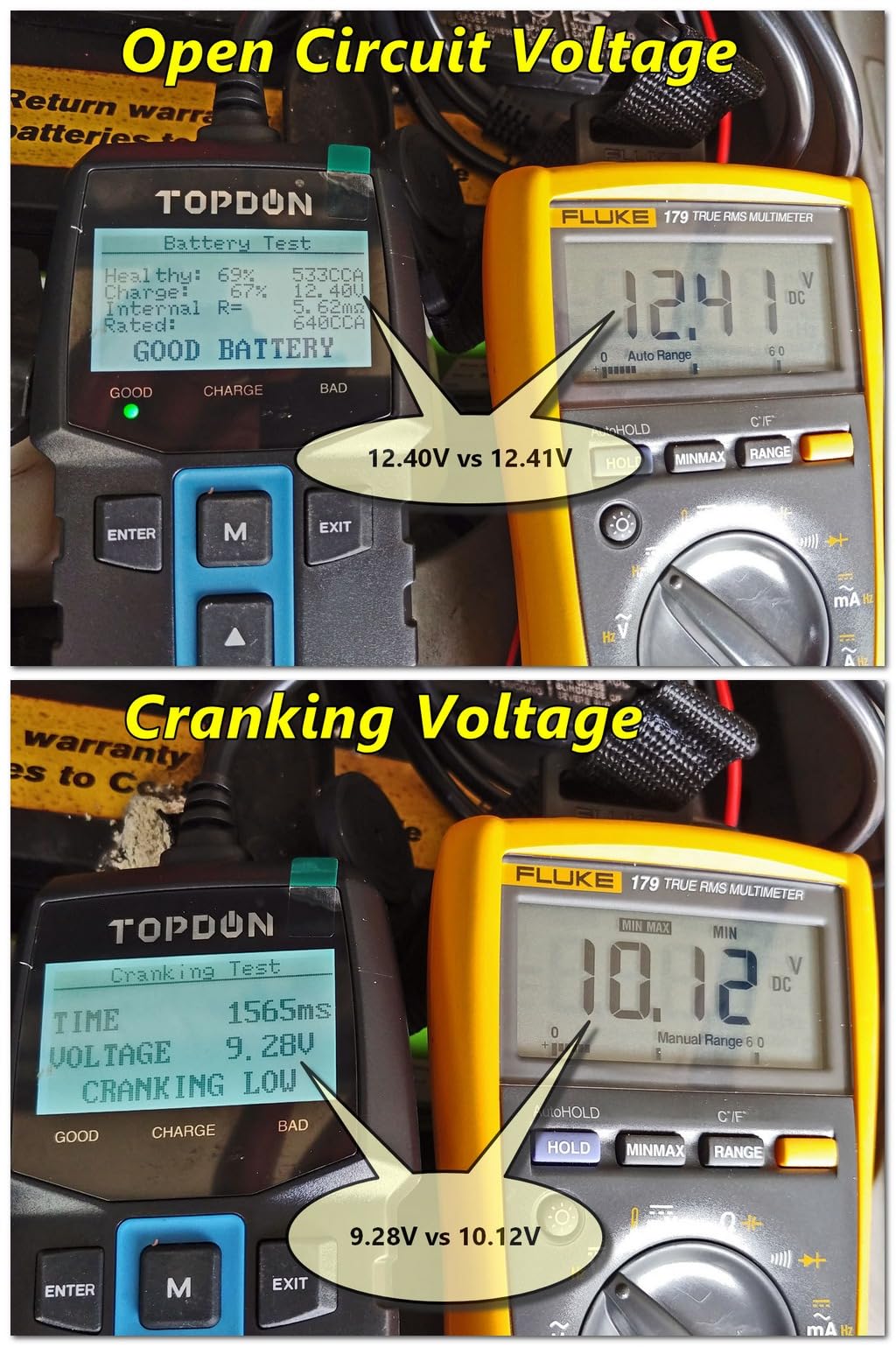 TOPDON BT100 12V Car Battery Tester, Automotive Battery Load Tester | 100-2000 CCA Auto Battery Tester with Battery, Cranking & Charging System Test for Car Truck Motorcycle ATV SUV Boat Yacht customer photo 1