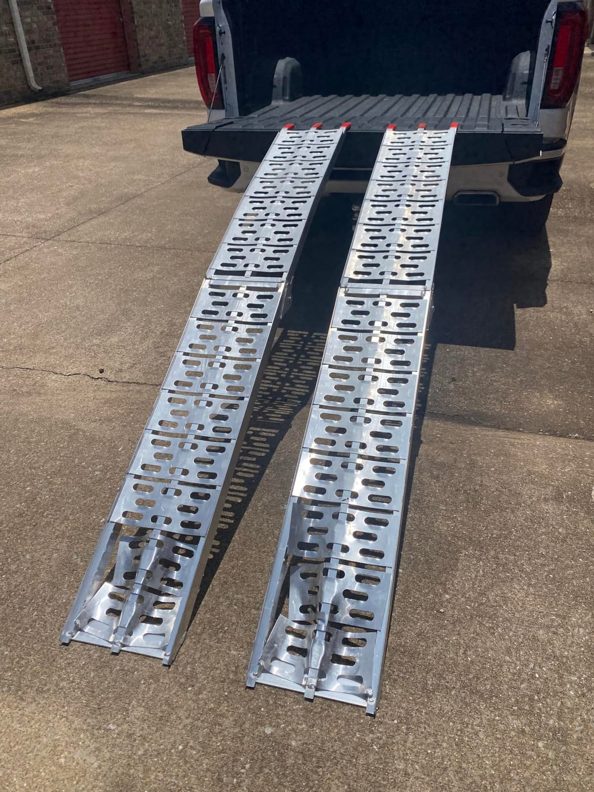ATV Ramps for Pickup Trucks 2pc, 7.5 ft Folding Aluminum Truck Ramps, Punch Plate Traction, Rubber-Tipped Fingers, Load Straps Included, 1,500 lb Capacity, 89 x 12 in customer photo 2