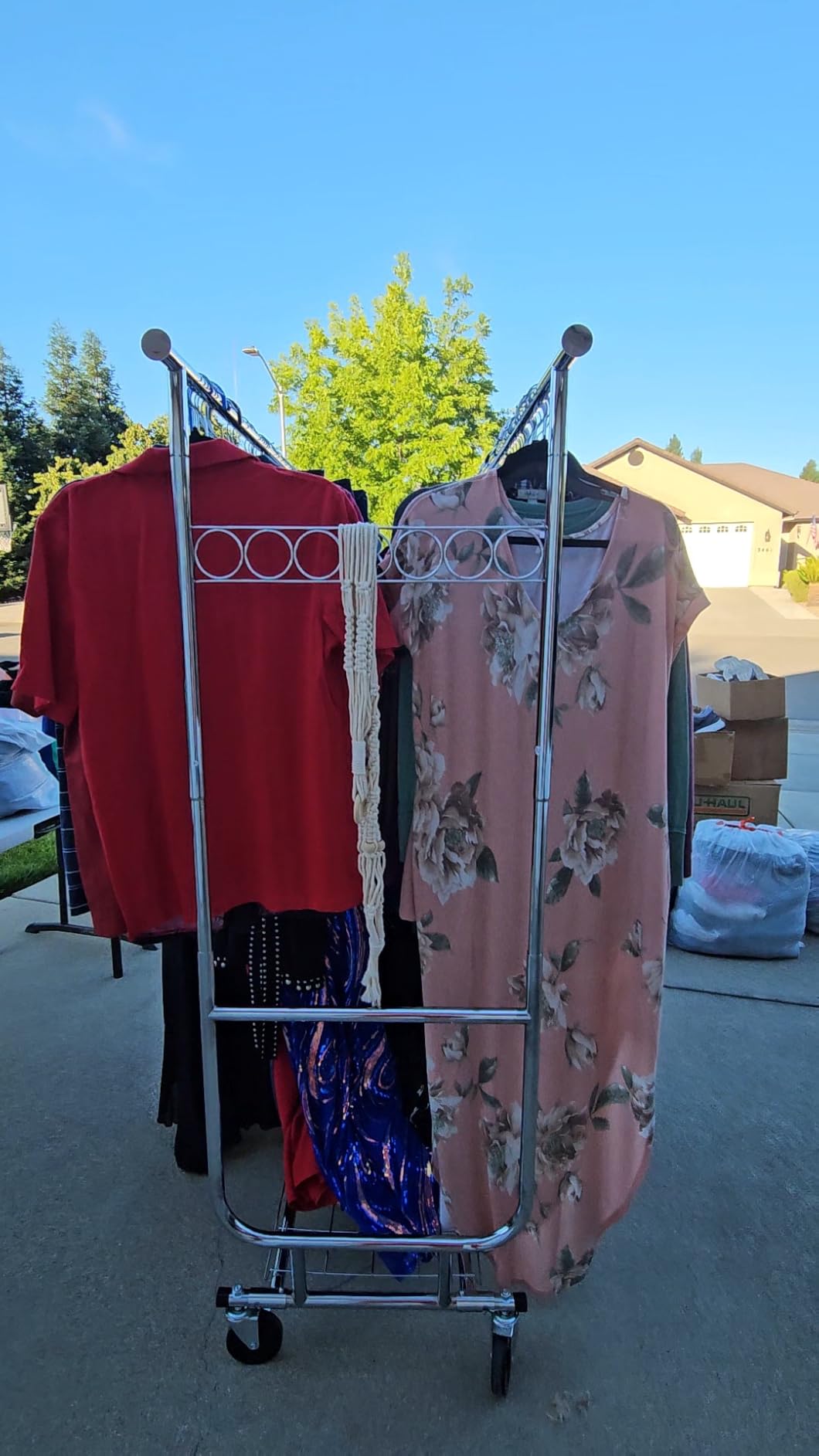 HOKEEPER Clothes Rack Heavy Duty Clothing Rack Load 650 LBS Collapsible Garment Rack with Wheels Double Rod Clothes Rack customer photo 1