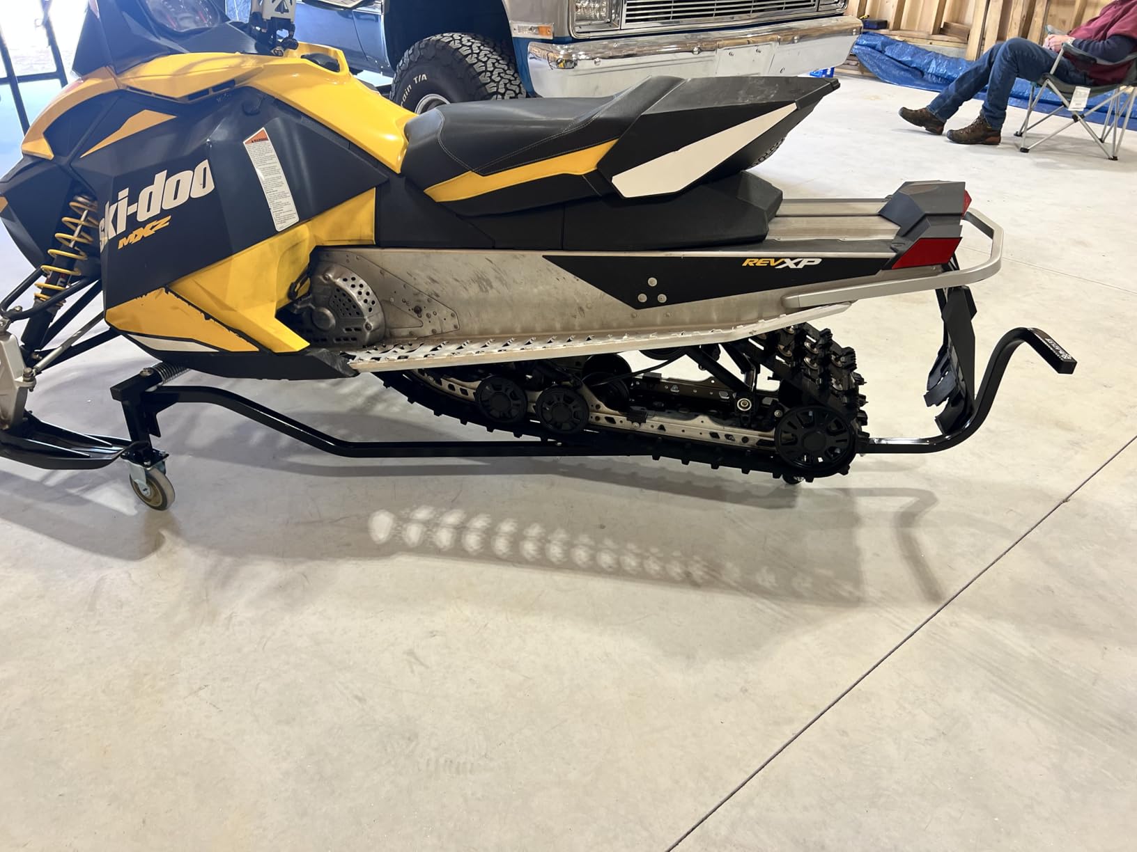 Black Ice Snowmobile Dolly, Steel Lift, 1,500 lb Cap, Folding | Heavy-duty powder-coated steel, large casters & long lever handle for moving and storing most snowmobiles, shop, garage customer photo 2