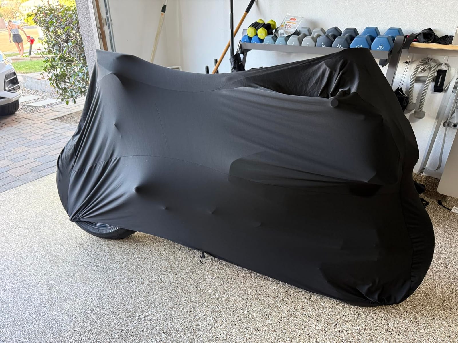WinPower Indoor Motorcycle Cover Stretch Elastic Dustproof Covers for Motorbikes, 96inches customer photo 1