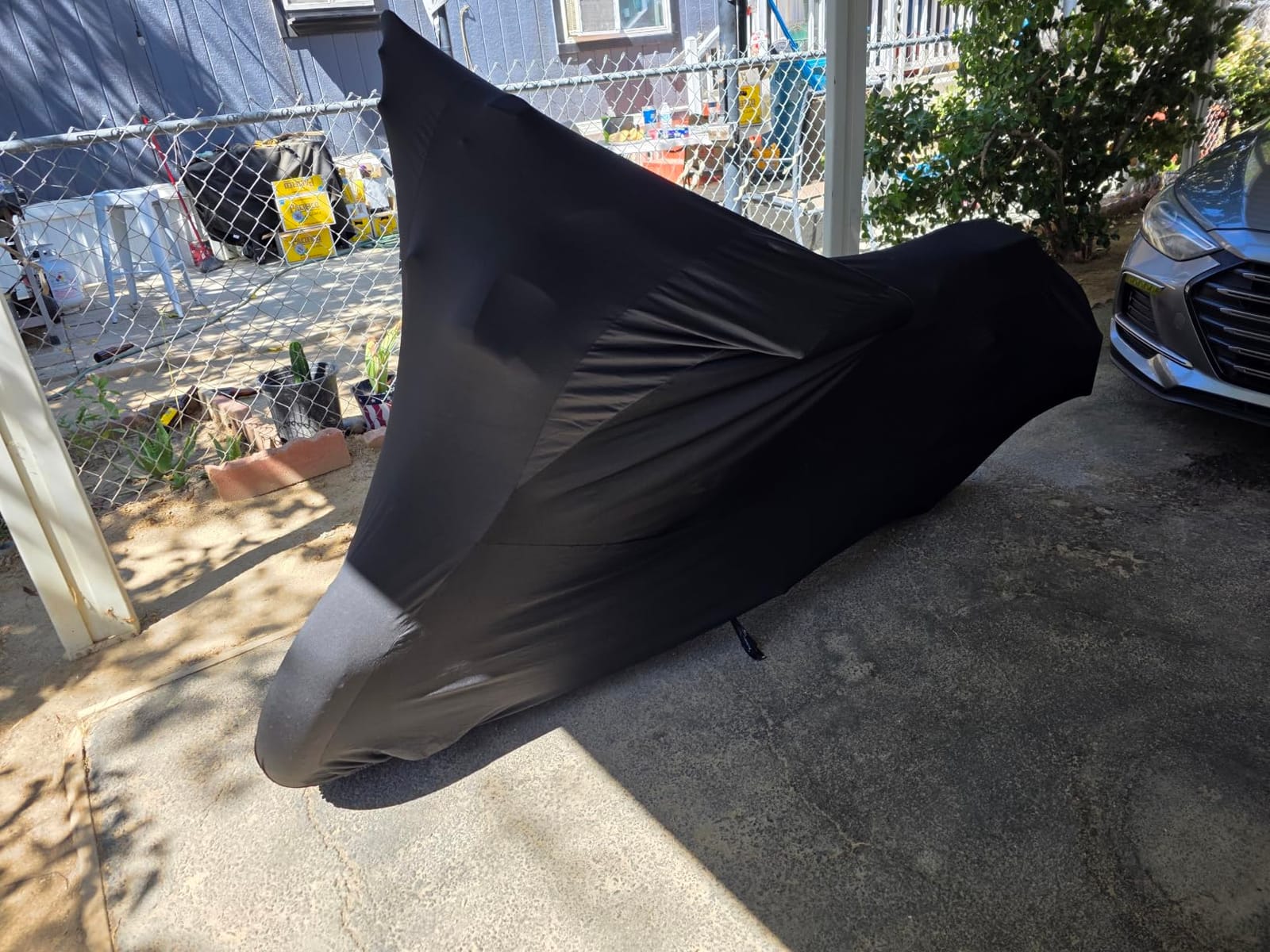WinPower Indoor Motorcycle Cover Stretch Elastic Dustproof Covers for Motorbikes, 96inches customer photo 2