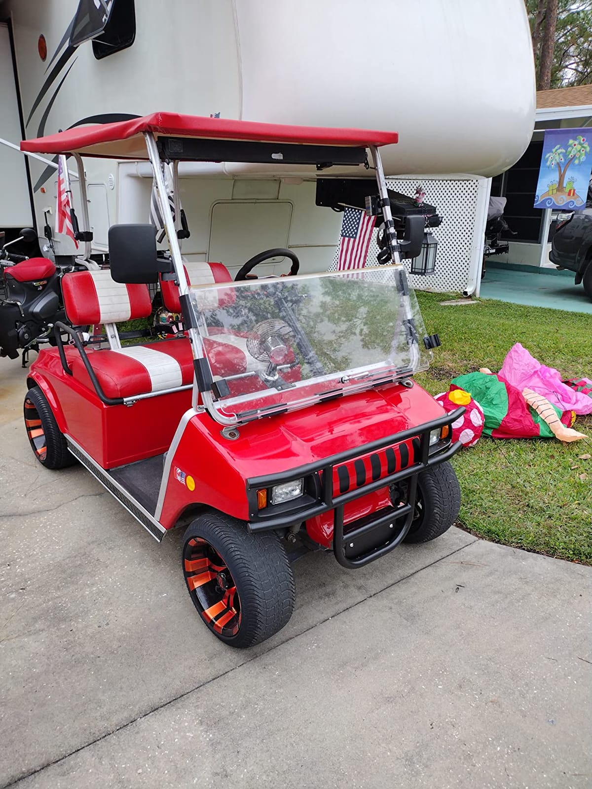 KUAFU Front Golf Cart Brush Guard Tubular Bumper Compatible with 1981 and Up Club Car DS Gas and Electric Models Black Front Brush customer photo 1