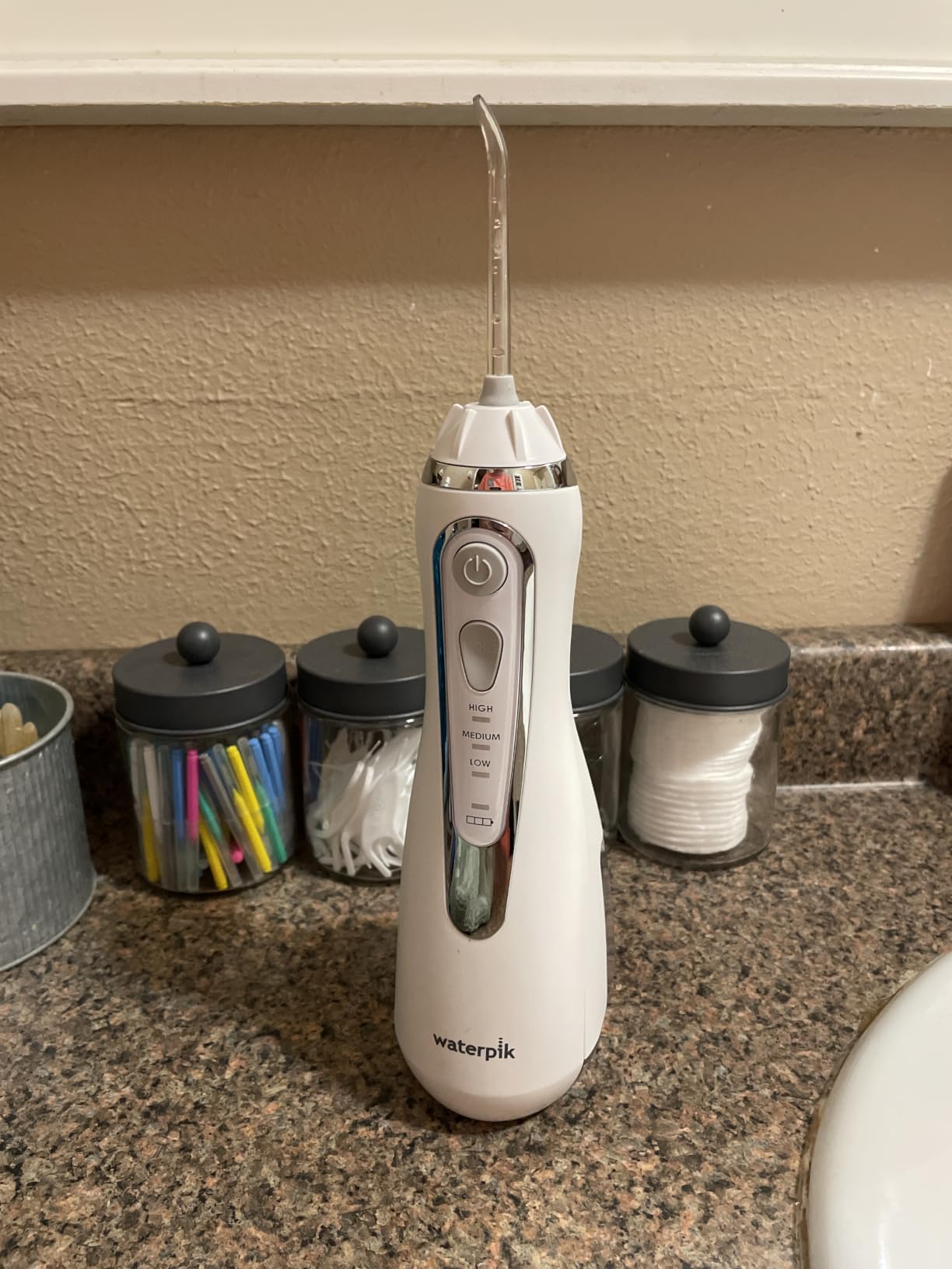 Waterpik Cordless Advanced Portable Water Flosser, Rechargeable, Gray | 3 Settings, 4 Tips, Travel Bag, for Gums, Teeth, Dental Braces, Implants, Shower Use ADA Accepted WP-587 Packaging May Vary customer photo 1