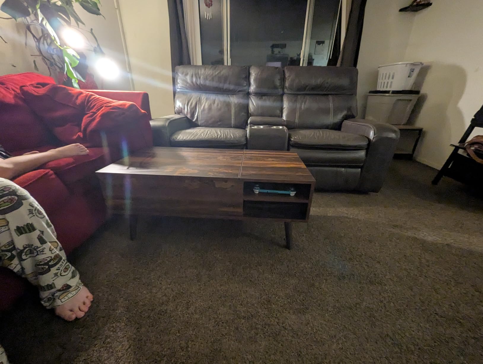 WLIVE Lift Top Coffee Table with Hidden Storage, Adjustable Shelf, Brown customer photo 1