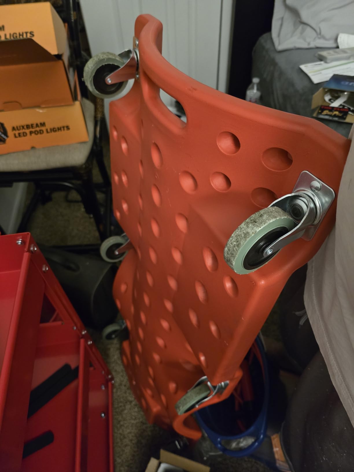 DNA MOTORING 40 Inch Mechanic Creeper, Blow Molded Low Profile Rolling Garage Creeper, w/Padded Headrest, Dual Tool Trays, 350lbs Capacity, Red, TOOLS-00005 customer photo 1
