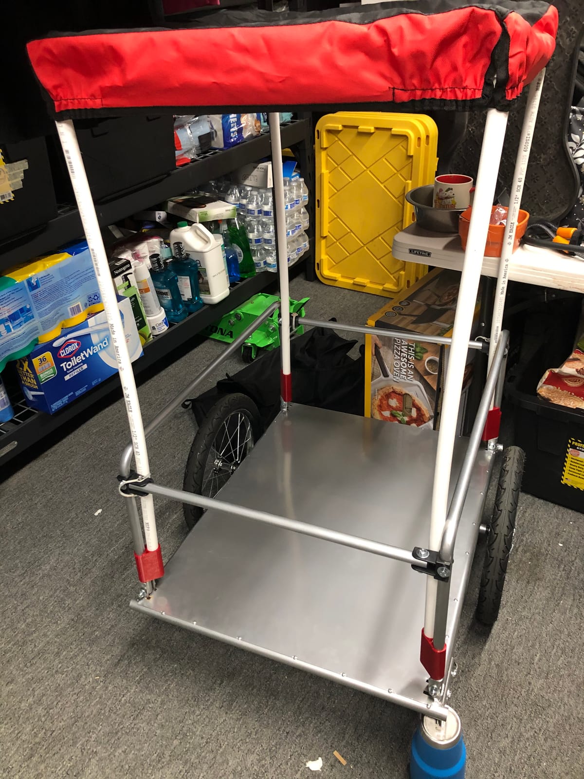 Goplus Bike Cargo Trailer, Foldable Bicycle Trailer with 16” Wheels, Removable Cover, Oxford Fabric, Folding Frame Quick Release, Bike Cart Bike Wagon Trailer for Luggage, Tools, Groceries customer photo 2