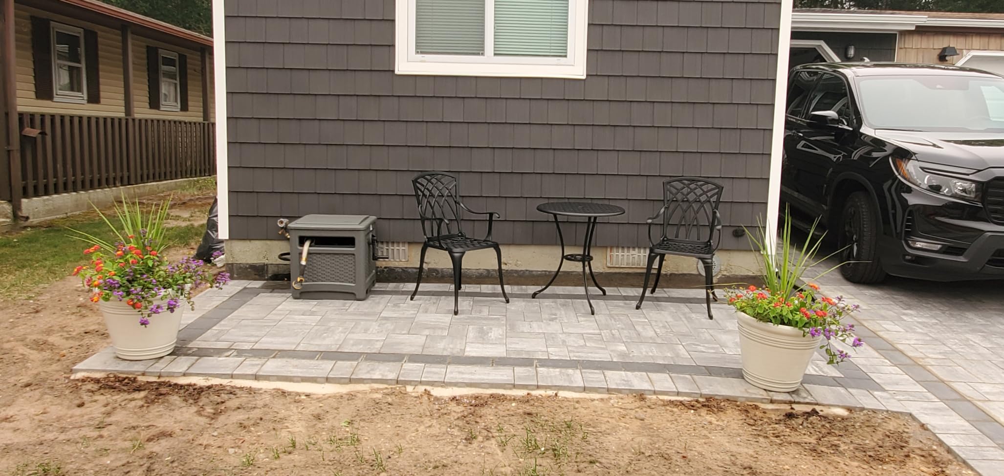 NUU GARDEN Patio Bistro Sets 3 Piece Cast Aluminum Bistro Table and Chairs Set with Umbrella Hole Bistro Set of 2 for Patio Backyard, Black customer photo 1