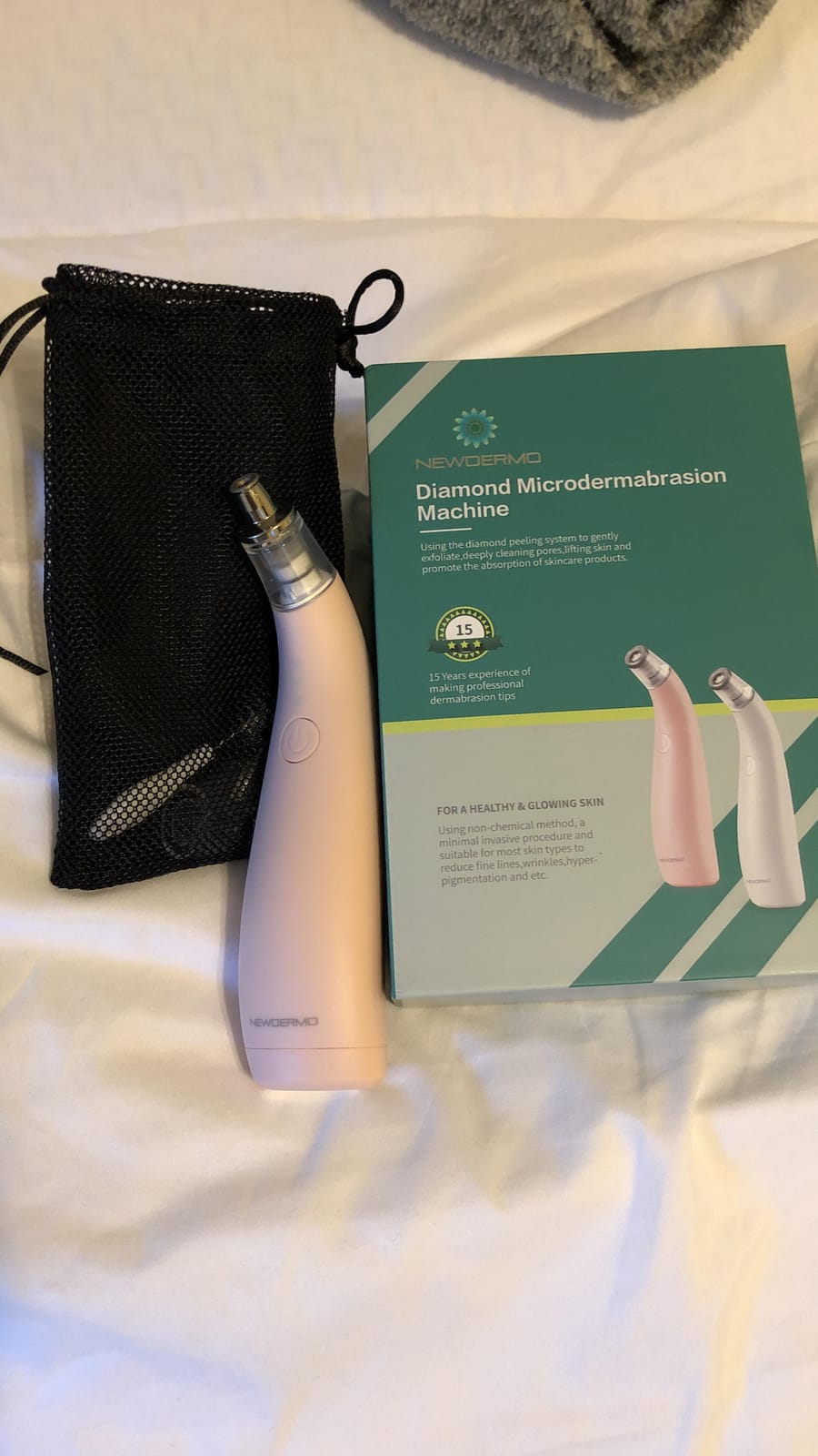 NEWDERMO 2-in-1 Microdermabrasion Machine for Facial(Pink) | Diamond Microdermabrasion Device USB Rechargeable - Advanced Home Facial Treatment Machine customer photo 2