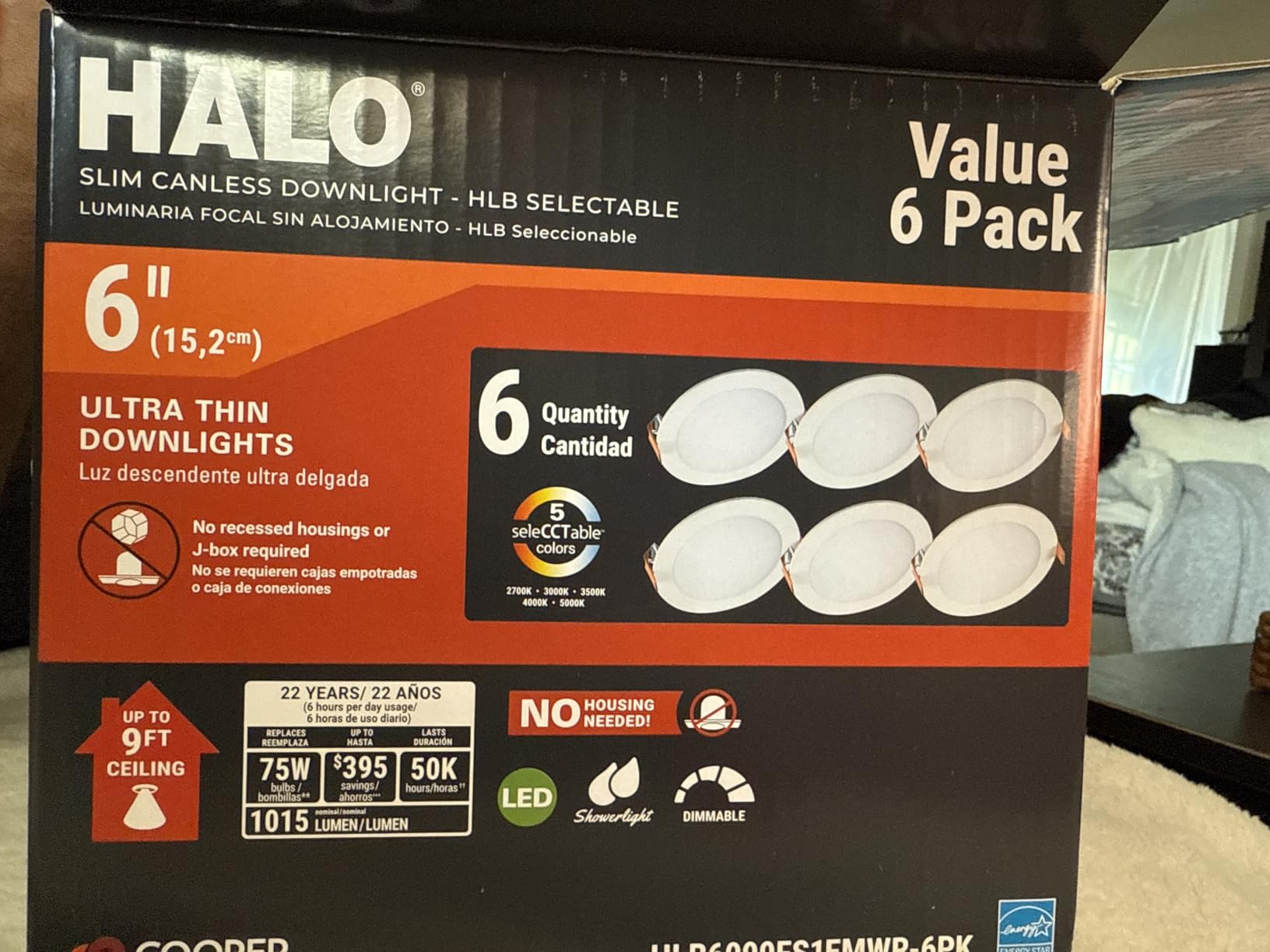 HALO HLB 4 inch LED Recessed Light, Thin Canless, Dimmable w/Selectable Color Temperatures, 6-Pack - HLB40699FS1EMWR-6PK customer photo 2
