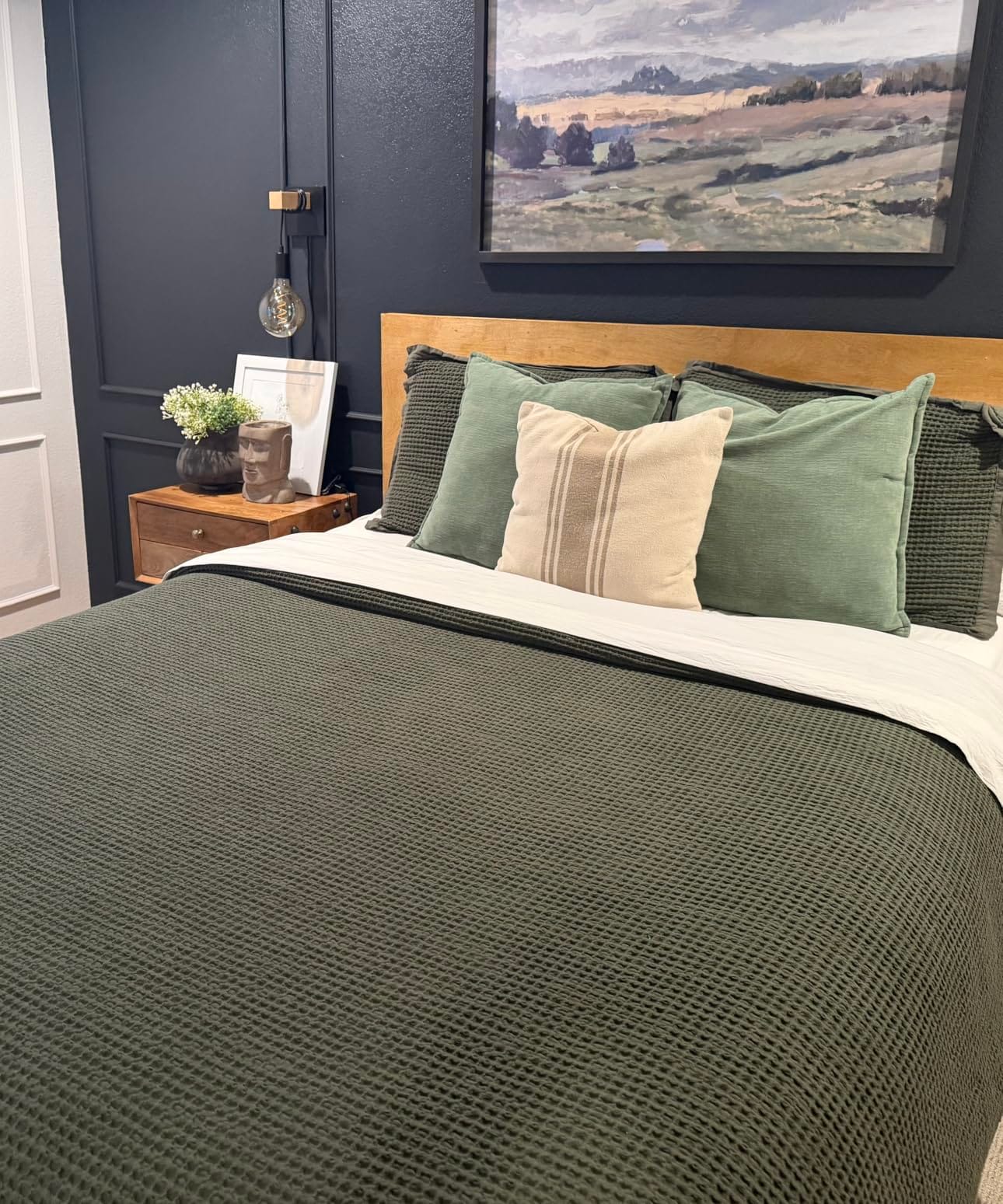 Bedsure PureWoven 3 Pieces 100% Cotton Waffle Duvet Cover Set, Queen, Khaki customer photo 2