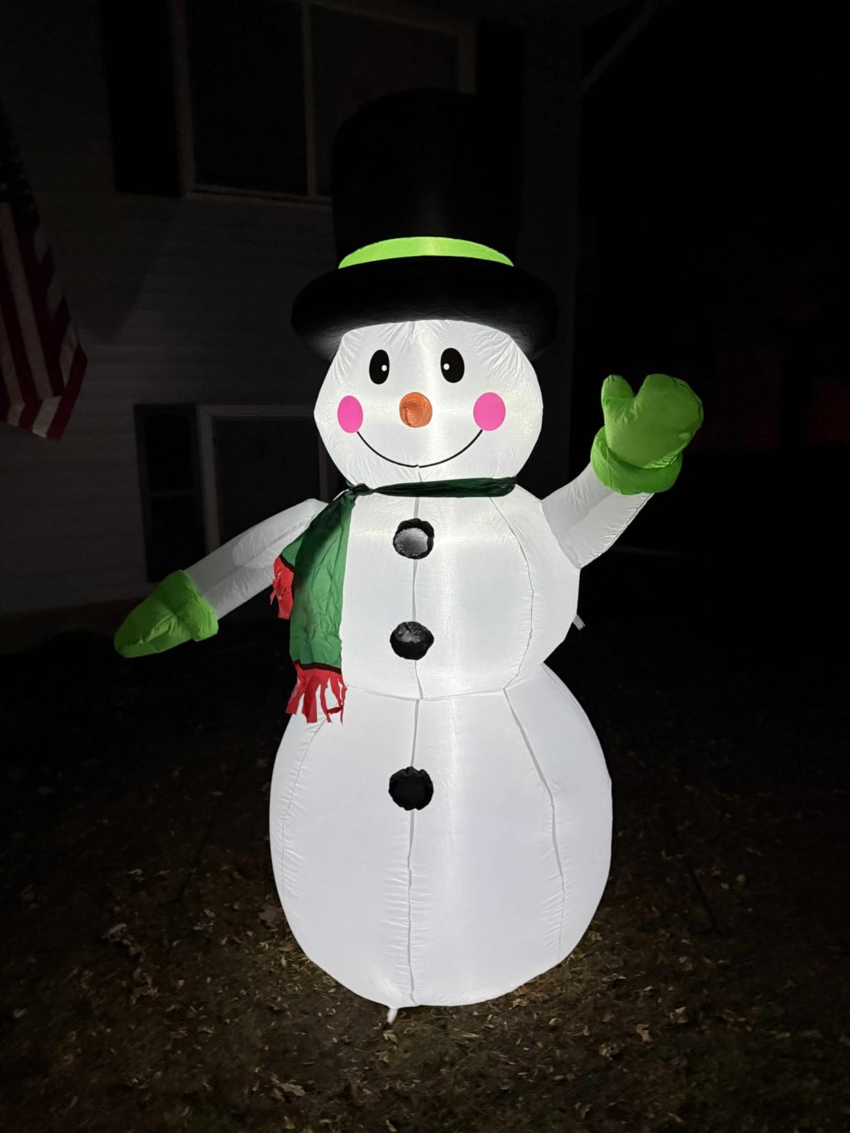 7 FT Christmas Inflatables Snowman Outdoor Yard Decorations, Christmas Blow up Snow Man with LED Lights & Black Hat, Winter Outside Decor for Holiday Party Patio Garden Lawn, Xmas New Year Kids Gifts customer photo 2