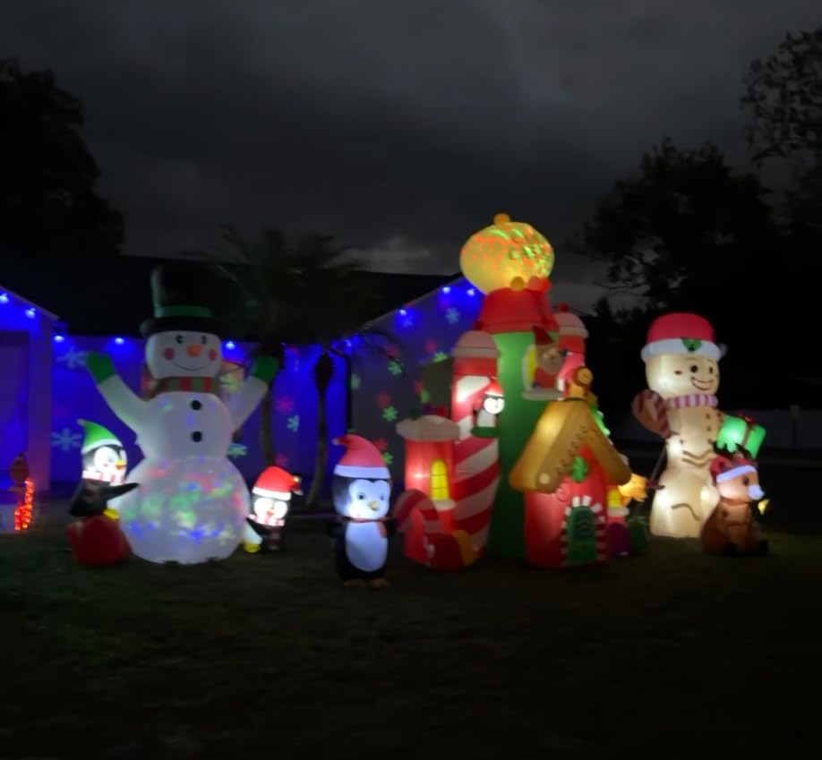 AerWo 8ft Christmas Inflatable Gingerbread Man, Christmas Blow Up Yard Decorations with Build-in LEDs, Inflatable Christmas Decorations Outdoor for The Yard, Lawn, Garden customer photo 1