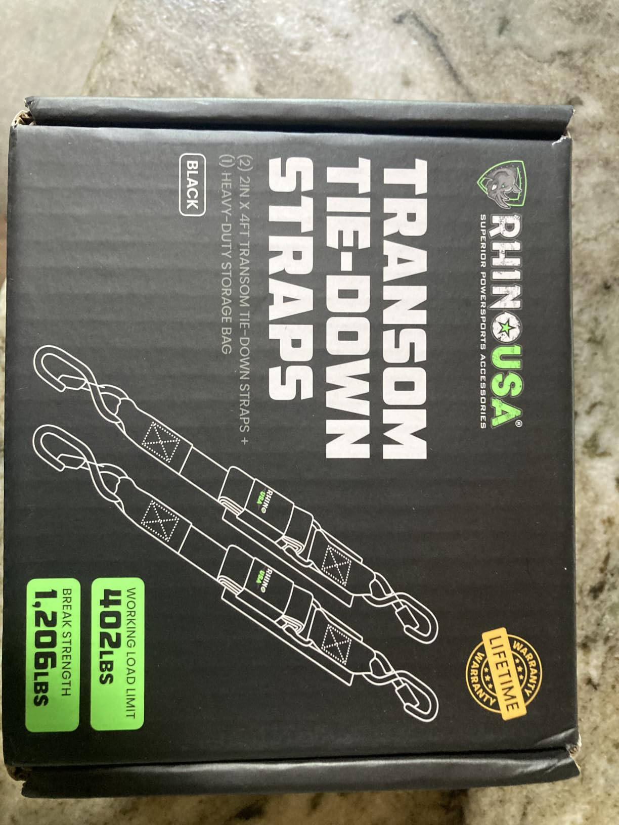 Rhino USA Boat Transom Straps (2-Pack) - Trailer Tie Downs for Boats | 2in x 48in Adjustable Tie Downs to Trailer customer photo 1