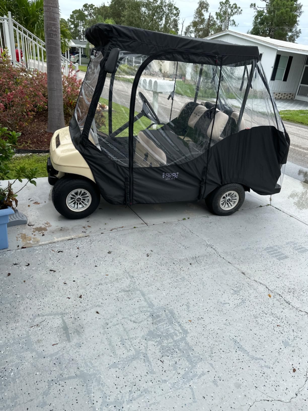 10L0L Golf Cart Driving Enclosure for Club Car DS, 2+2 Passenger Short Roof, Waterproof Windproof Heavy Duty 600D Rain Cover with 4-Sided Clear Windows & Durable Door Zipper, All-Weather Protection customer photo 2