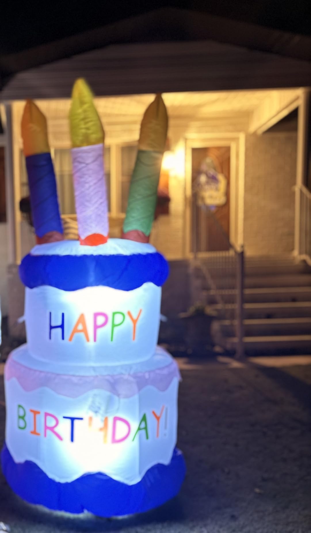 6 Foot Tall Inflatable Happy Birthday Cake with 4 Candles Party Decoration customer photo 2
