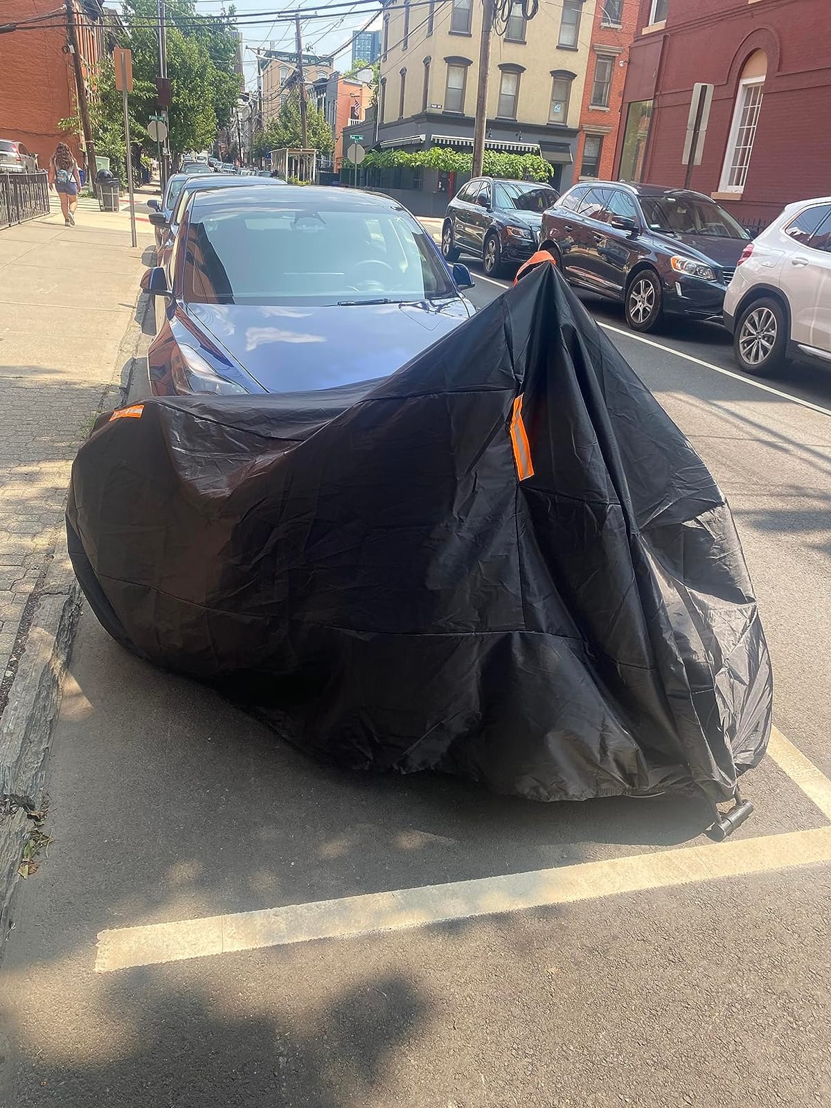 Puroma Motorcycle Cover Heavy Duty Scooter Cover Waterproof Outdoor All Season Universal Weather Quality Protection with Night Reflective, Lock Holes and Storage Bag Fits up to 105