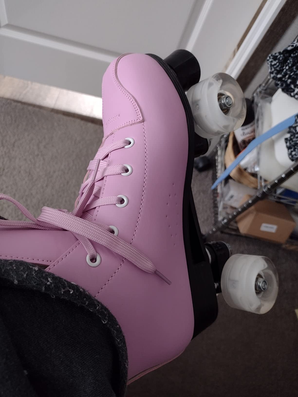 YYW Roller Skates for Women Men, High Top PU Leather Classic Double-Row, Indoor Outdoor, Beginner Shoes Bag customer photo 2