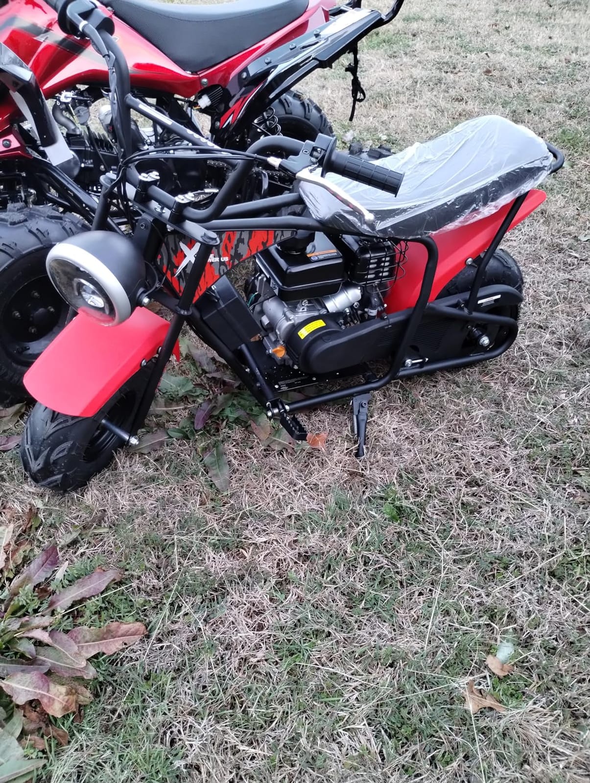 XtremepowerUS Mini Bike 99cc Gas Powered 4-Stroke Engine, 3.5HP Off-Road Trail Motorcycle Build-in Headlight, Mini Dirt Bike with Headlight, Pull Start for Outdoor Riding customer photo 1