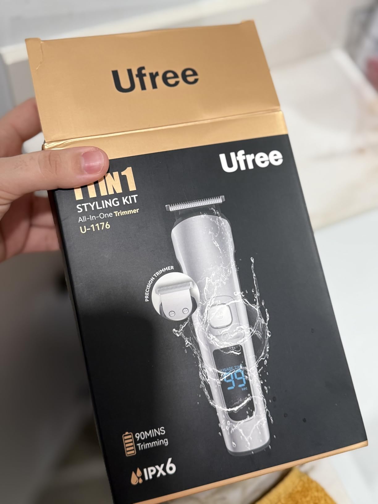 Ufree Beard Trimmer for Men, Waterproof Electric Razor, Grooming Kit | Stainless steel blades, six interchangeable heads, wet and dry use, USB rechargeable customer photo 2