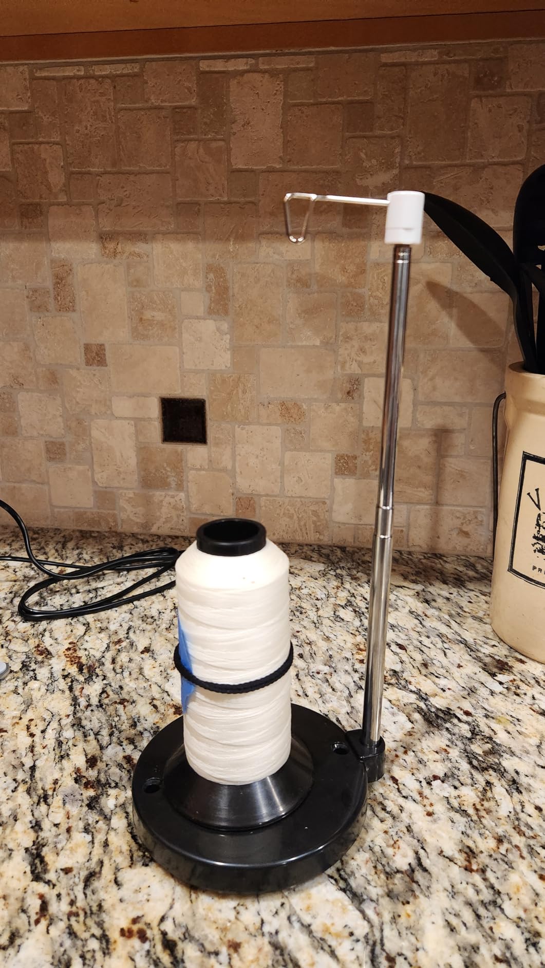 Sew Tech Adjustable Cone Thread Stand Spool Holder for Sewing Machine Embroidery Quilting Serger Machines, Single Thread Stand for Smoother Feed, Large Spool Holder with Steady Heavy Plastic Base customer photo 2