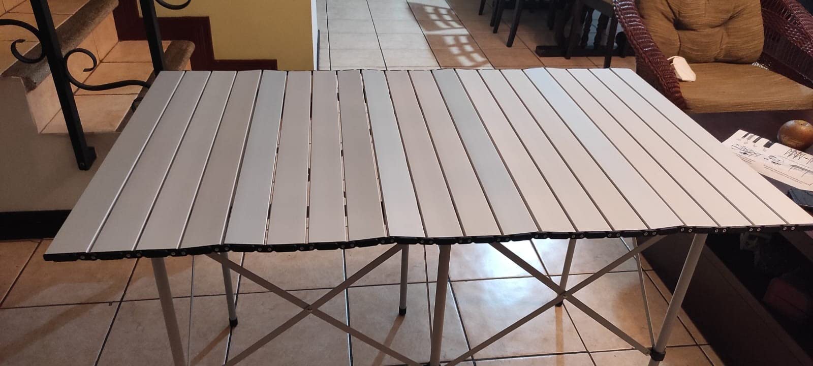 EVER ADVANCED Camping Table, Fold up Lightweight, 4-6 Person Portable Roll up Aluminum Table with Carry Bag for Outdoor, White customer photo 1