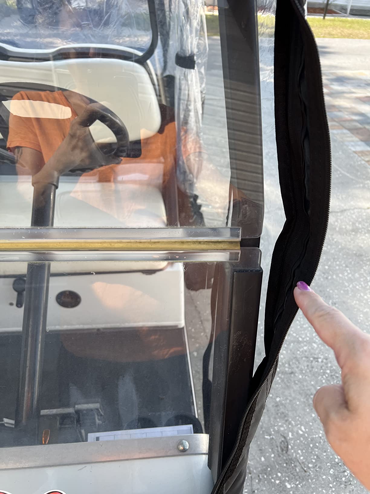 10L0L Golf Cart Enclosure for Club Car DS 1981-up 4 (2+2) Passenger Models | Waterproof 420D Oxford Rain Cover of Clear PVC Windows, Patented Mirror Openings & Rear Light Panels, Dual-Zipper Roll-Up Doors customer photo 2