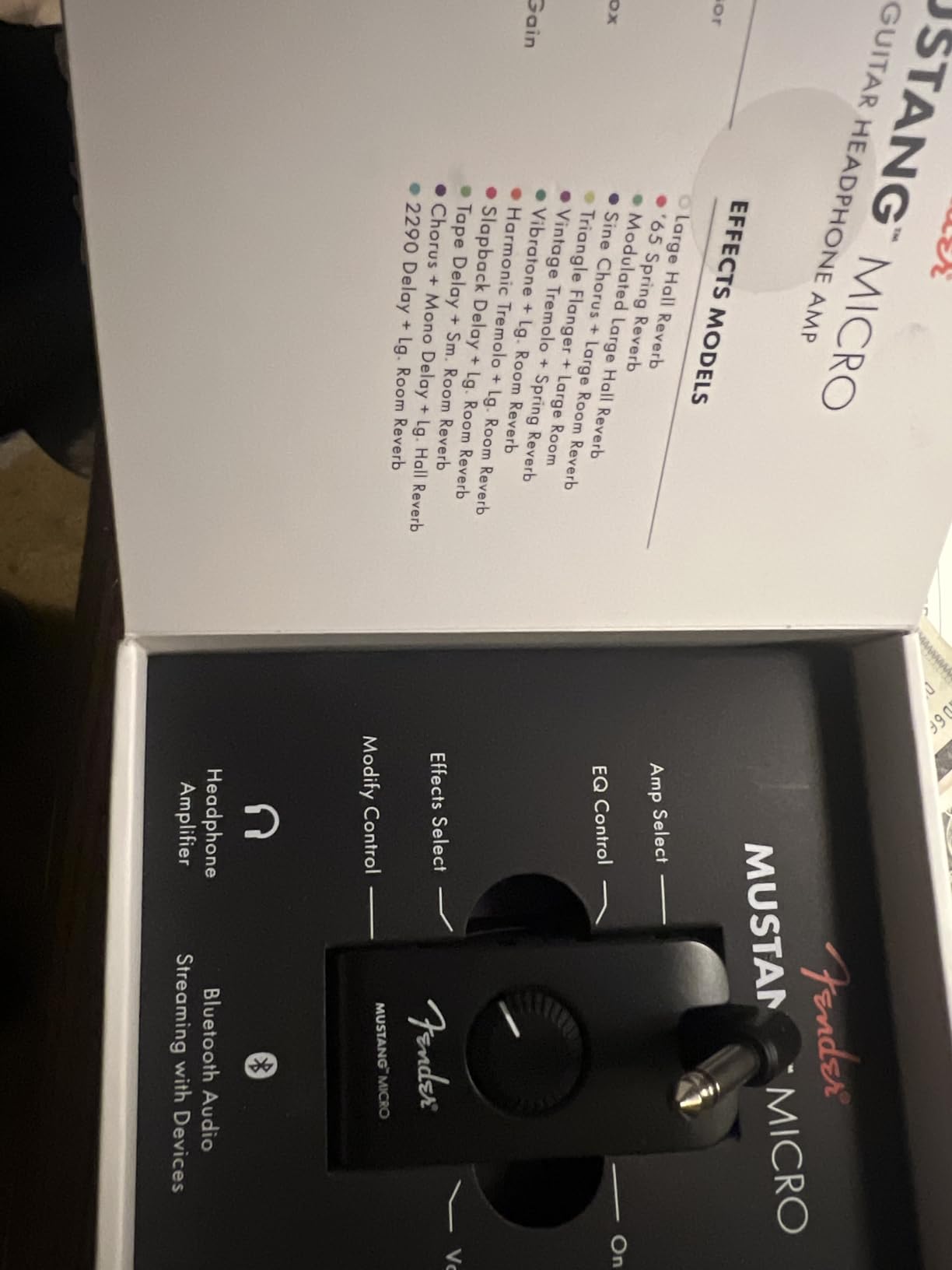 Fender Mustang Micro Personal Headphone Guitar Amplifier, Rechargeable | 12 Effects, Bluetooth Audio Streaming, USB-C Recording customer photo 1