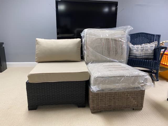 Rattaner 10 Pieces Outdoor Sectional All-Weather Wicker Patio Furniture Set Patio Sectional and Steel Fire Table and Glass Patio Table Non-Slip Cushions and Waterproof Covers, Khaki customer photo 1